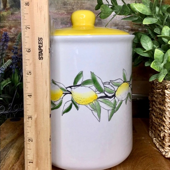 Lemon Ceramic Canister with Sunny Yellow Lid  New - Picture 4 of 5